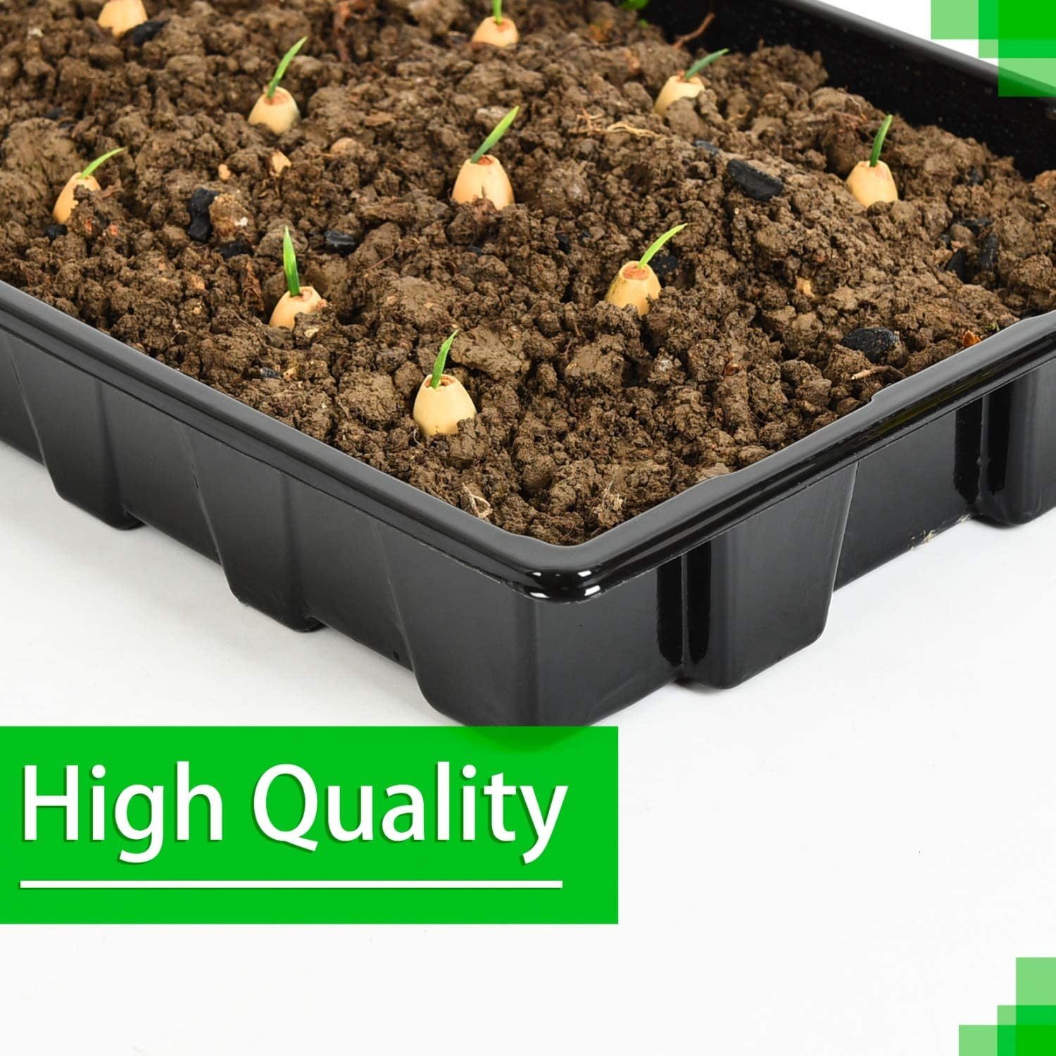 10 Pack Seed Starter Tray Reusable Plastic Plant Seedling Starter Trays Thickened Sturdy Durable for Germination Growing Microgreens Planting Propagation, Without Drain Holes, 14.5"x9"