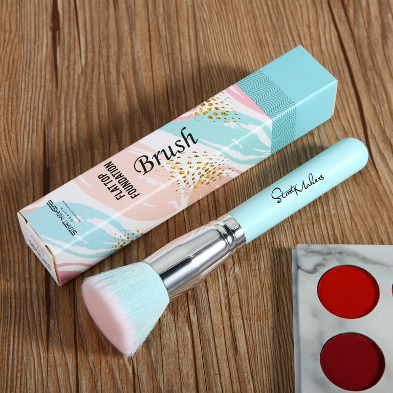 DUAIU Flat Top Kabuki Foundation Brush for Liquid Makeup - Premium Face  Makeup Brushes for Liquid, Cream, Mineral Powder Blending Buffing  Professional Large Powder Brush (Blue) 
