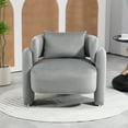 thumbnail image 2 of ALEAVIC Modern Velvet Accent Barrel Chair, Upholstered Armchair for Living Room, Gray, 2 of 5