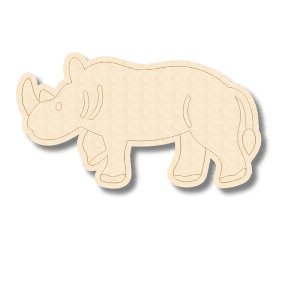 Unfinished Wood Etched Rhino Shape | Paint By Line Crafts 18" / 1/4"