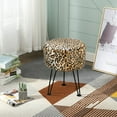 thumbnail image 3 of Home Soft Things Faux Fur Stool - Leopard - Black Leg - 13x13x17", 3 of 8