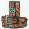 thumbnail image 4 of BE BAR H EQUINE Turquoise Flower Hand Painted Western Leather Men And Women Belt Brown, 4 of 4