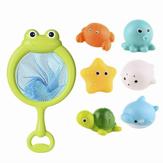 Baby bath water toy - Baby Bath Toys for Animals Set, Bath Toy Bathroom Kids Baby Infant Girls Boys Age 18months and up, Small(Frog net fishing+sealed without water ingress for 6 animals)