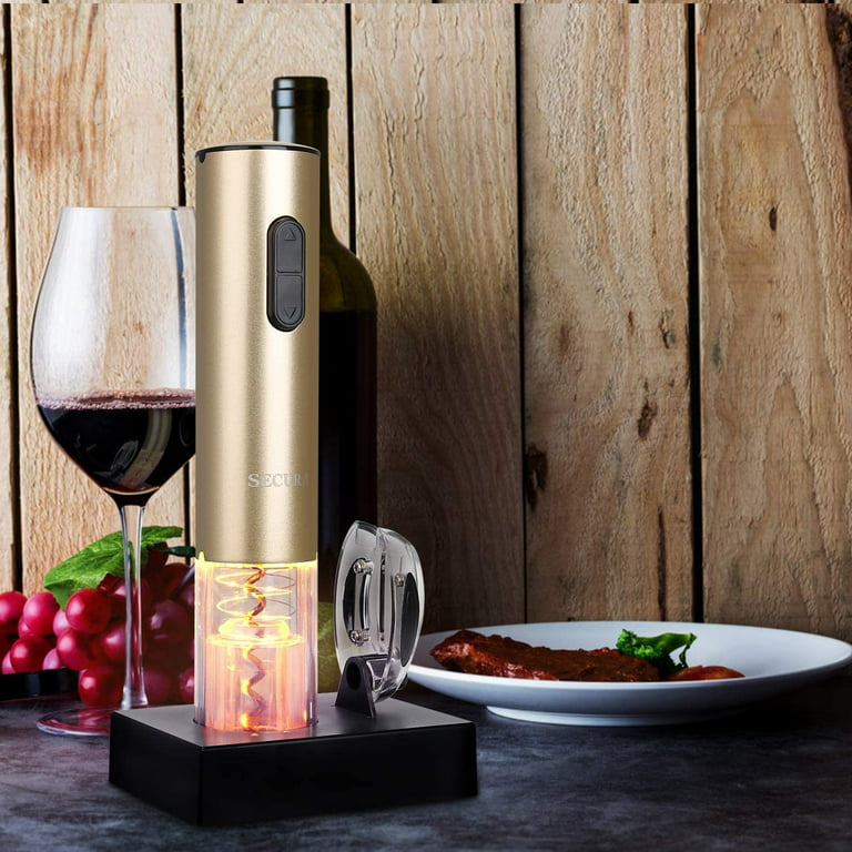 Secura Electric Wine Opener, Automatic Electric Wine Bottle Corkscrew Opener  with Foil Cutter, Rechargeable (Champagne Gold) 