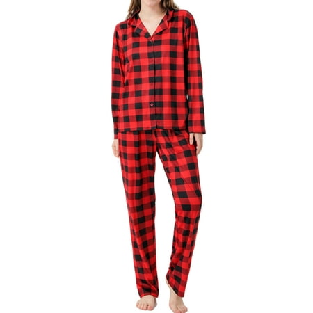 

Christmas Pajamas Matching Family Plaid Sleepwear Long Sleeve Holiday Xmas Loungewear Homewear Women S