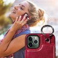 thumbnail image 5 of Nalacover for iPhone 11 Pro Max Wallet Case with Card Slots & Metal Finger Ring, Durable PU Leather Back Double Magnetic Botton Flip Kickstand Purse Shockproof Phone Case,Red, 5 of 10