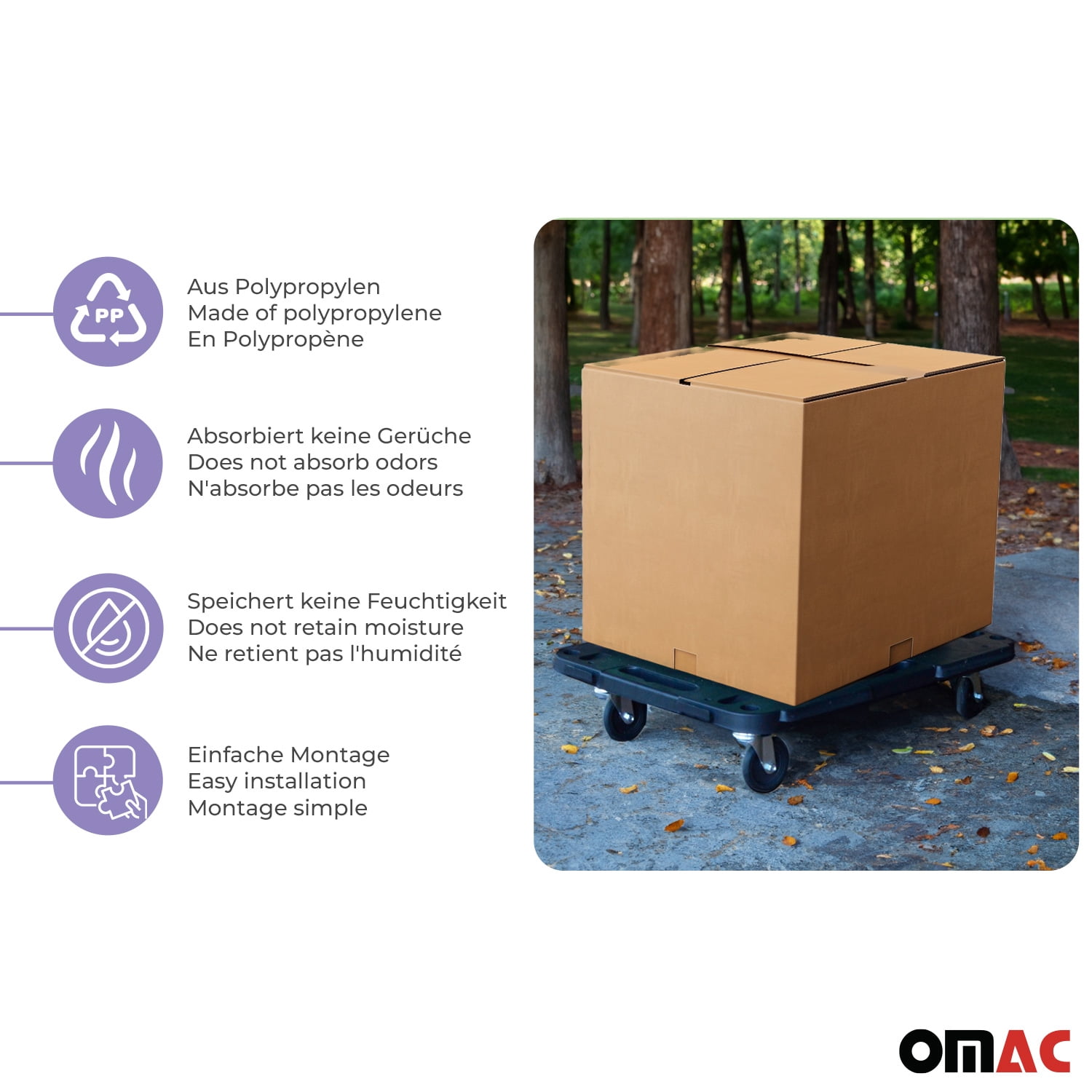 OMAC Rolling Board Transport Dolly Furniture 1197 lbs Furniture Mover Step Plate