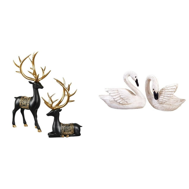 Elegante Colección De Esculturas De Resina De Reno Y Cisne, Figuras De Animales Para Mueble, Mesa, Dormitorio, Oficina, Sala De Estar, Boda, Inauguración De La Casa, Navidad.