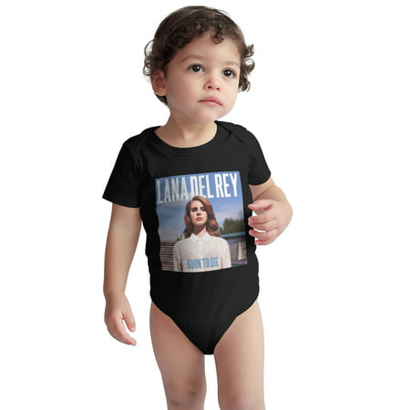 

La.na Baby Onesie Del Re.y Born to D.ie Singer Toddler Baby Boys Girls Short-Sleeve Bodysuits Cotton Romper Black 12 Months