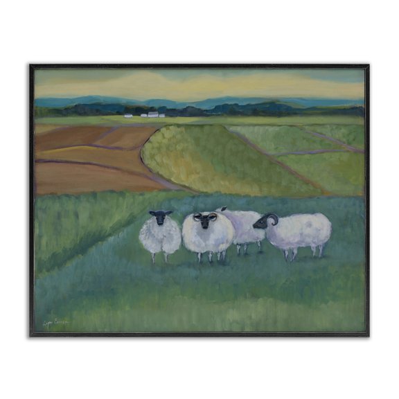 Stupell Industries Farmhouse Sheep Herd Meetup Black Framed Giclee Art, 14 x 11, by Lynn Ericson Fine Art