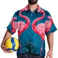 thumbnail image 4 of Flamingo Tropical Rainforest Men's Short Sleeve Hawaiian Poplin Shirt - Casual Printed Button Down Summer Beach Shirt for Men, 4 of 6