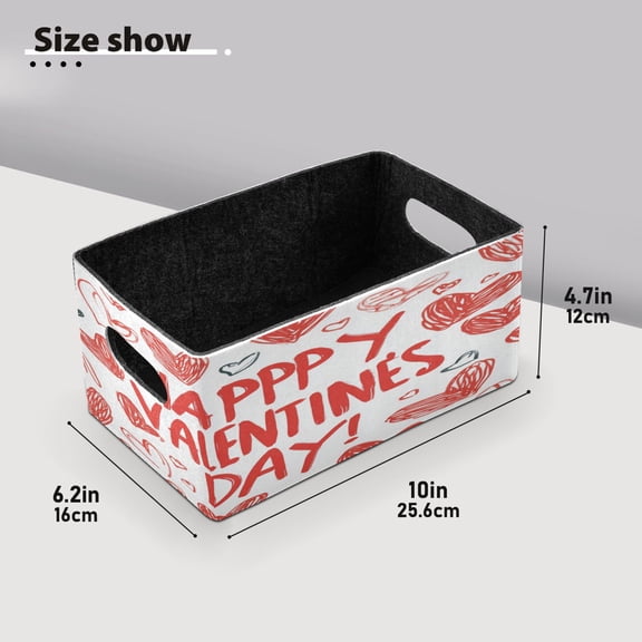 BZSMCE Shelf Baskets Red Pattern Of Hearts Pattern Storage Cube Bins 10.1*6.3*4.7in Set of 2