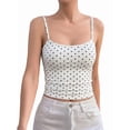 thumbnail image 3 of Women's Sleeveless Cute Cropped Tank Tops Polka Dots Going Out Camisole for Summer White S, 3 of 7