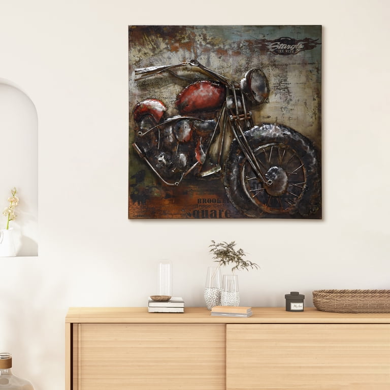 Empire Art Direct Motorcycle Mixed Media Iron Hand Painted