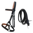 thumbnail image 2 of Horse Western Leather Tan Padded Bitless Sidepull Bridle Reins 77RS33TN-F, 2 of 5