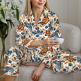 thumbnail image 6 of Pofeuu Butterflies Wild Insect Print Womens Pajamas Set Long Sleeve Sleepwear Button Down Nightwear Soft Pj Lounge Sets Button Down Pajamas Women-X-Large, 6 of 7