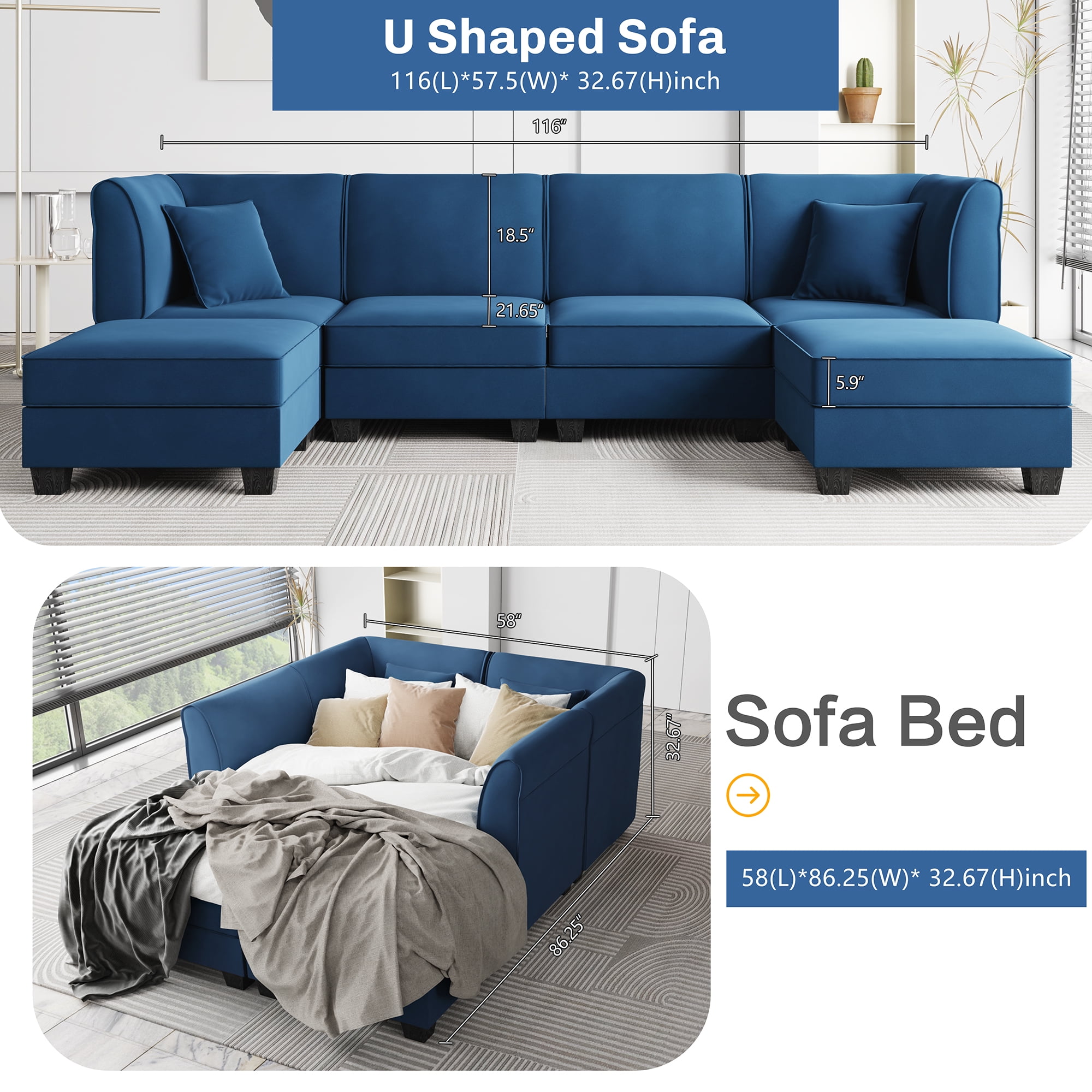 Walsunny convertible sectional sofa cheap couch with reversible chaise