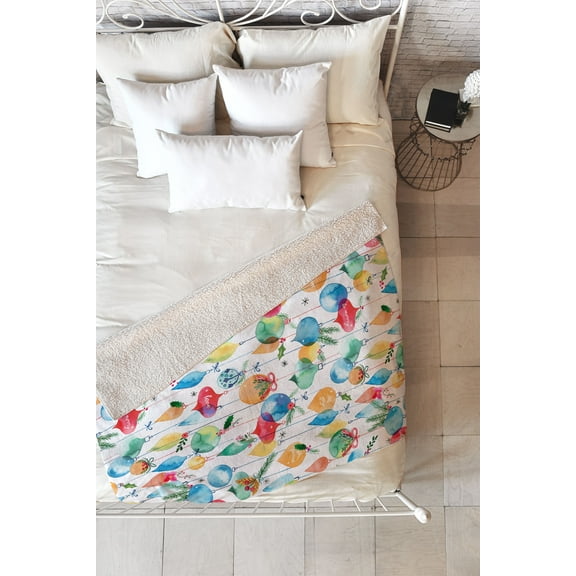 Society6 Ninola Design Christmas Baubles ords Fleece Throw Blanket