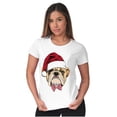 thumbnail image 3 of Cute Santa Pug Bulldog Christmas Womens Slim Fit Graphic Tee Brisco Brands S, 3 of 5