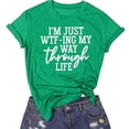thumbnail image 7 of WREESH Womens Fashion T-Shirts Spring Summer Girls Plus Size Print Tees Short Sleeve Round Neck T Shirt Blouse Tops Pullover Green, 7 of 7
