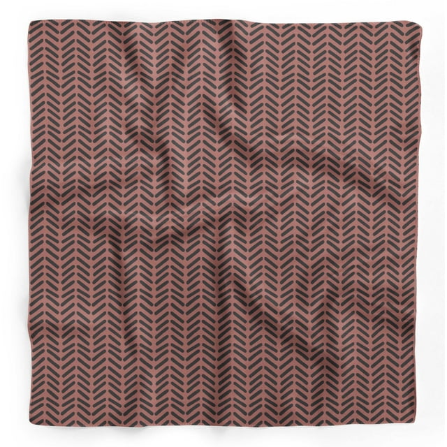 Bimba Brown Diagonal Line Geometric Pure Silk Printed Scarf Dupatta Head Neck Wrap Bandanas For Women 40 x 40 Inches