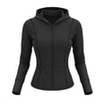 thumbnail image 7 of Bosfbaoi Women's Hooded Full Zip Long Sleeve Athletic Jacket, Slim Fit Stretchy Breathable Workout Top, Curved Hem Thumbhole Outerwear for Yoga Gym Daily, 7 of 7