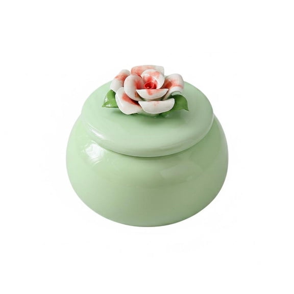 kowaku Airtight Tea Container Handmade Ceramic Tea Canister Humidity-resistantProof Airtight Ceramic Jar Green 1 Flower