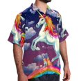 thumbnail image 2 of Robot Unicorn Attack Men's Short Sleeve Spread Collar Button Down Beach Print Casual Shirts, 2 of 6