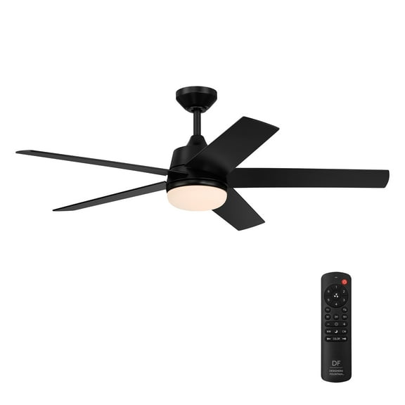 Astrea 52 in. LED Indoor/Covered Outdoor Matte Black Standard Mount Smart Ceiling Fan with Light Kit and Remote Control