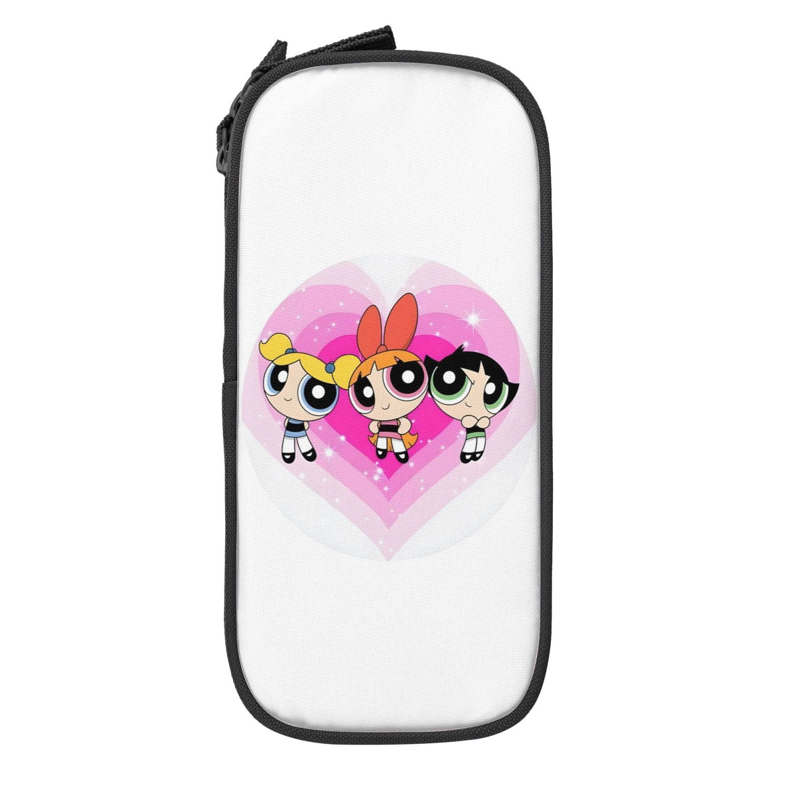 The Powerpuff Gi-rls Pencil Case Large Capacity Pencil Pouch Penbag Office Stationery Organizer Travel Makeup Bag Black
