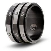 CritSuccess 3d6 Dice Ring with Triple 6 sided Die Spinner (Size 9 - Stainless Steel - Black)