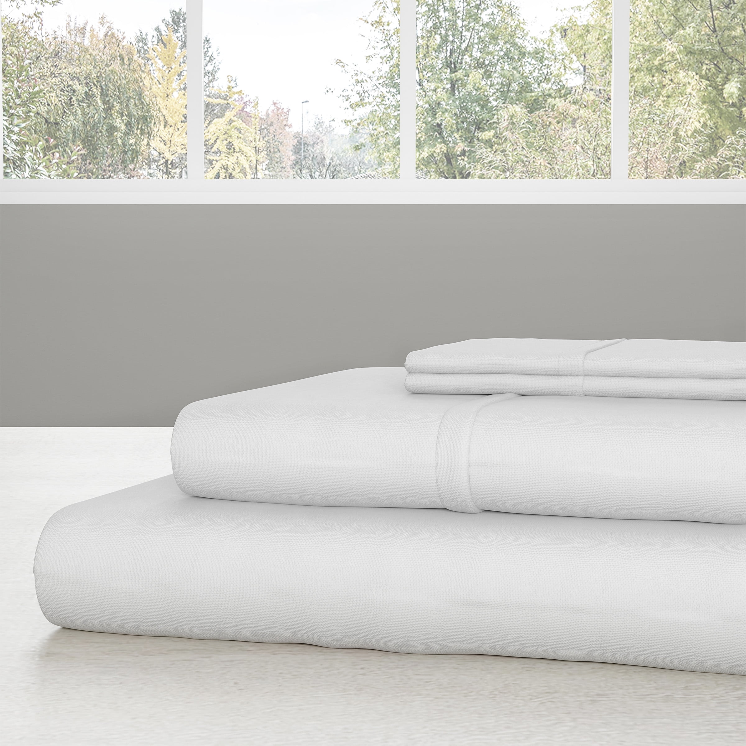 Brushed Microfiber Sheet Set- 3 Piece Bed Linens-Fitted & Flat Sheets, Plus A Pillowcase-Wrinkle, Stain & Fade Resistant by Lavish Home (Twin, White)