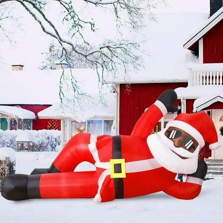 10Ft Christmas Inflatables Outdoor Decorations, Giant Christmas Inflatable Black Santa Christmas Outdoor Inflatables, Christmas Blow Up Yard Decorations For Xmas Outside Lawn Yard Garden