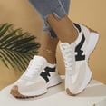 thumbnail image 2 of Rokment Women's Orthopedic Platform Running Walking Shoes Comfortable Vintage Casual Color Block Suede Flatform Mid Heel Tennis Skate Fashion Sneakers Spring Fall White Size 6.5, 2 of 6