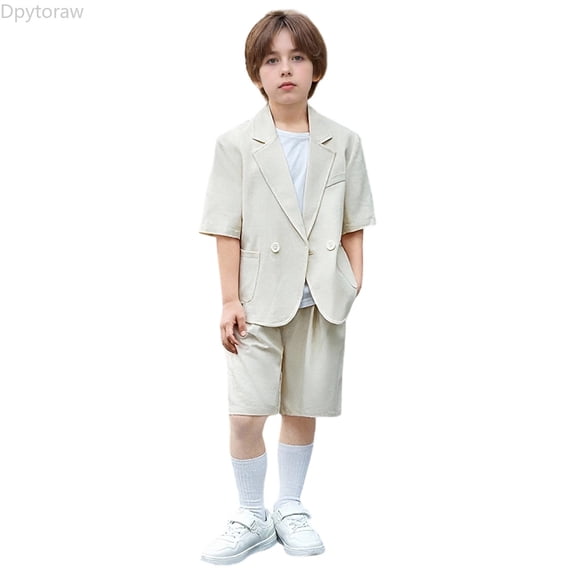 Dpytoraw Boy's Casual Suit Set Summer Short Sleeved Suit And Shorts For Show And Performance. Suitable For 3 16 Years Old. Boys Suit Sets Size 4-5 Years