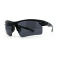 thumbnail image 2 of Classic Mens Baseball Half Rim Wrap Around Plastic Sunglasses Black Grey, 2 of 4