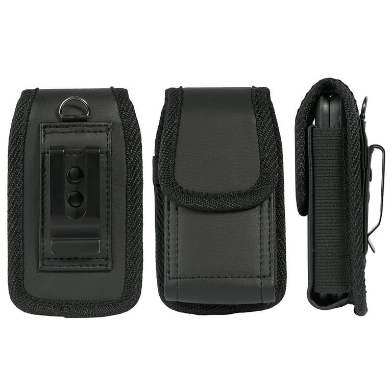 Vertical Black Leather Flip Phone Case –