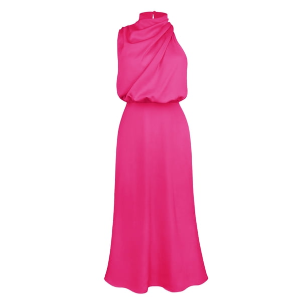 hot pink puff sleeve dress Hot Pink Puff Sleeve Button-Up Dress – Persnickety Unique Gifts main image 0