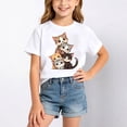 thumbnail image 2 of Tfken Girls Soft Comfy Tops Holiday Daily Wear Short Sleeve Tees Tshirts Graphic Print T-Shirts Fashion Kids Cute Clothes Size 2-4 Years, 2 of 5