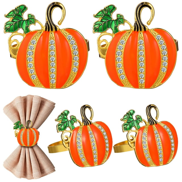 GOOHOCHY 4 servilleteros con forma de calabaza para el Festival de la Cosecha, para restaurantes y hoteles.