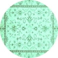 thumbnail image 1 of Ahgly Company Indoor Round Oriental Turquoise Blue Traditional Area Rugs, 3' Round, 1 of 4