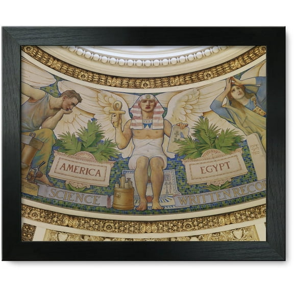 Framed Print: Main Reading Room. Detail Of Blashfield's Mural In Dome Collar
