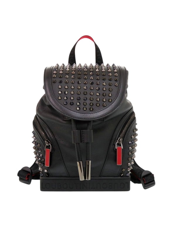 Pre-Owned Christian Louboutin Explorer Funk Spike Stud Leather Black Backpack Daypack 1103