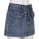 thumbnail image 2 of (Video disponible) Falda vaquera azul S Moda femenina Estilo callejero de chica caliente Retro lavado Cintura baja Bolsillo Taladro con tachuelas Taladro caliente Cintura con doble botón Falda azul a, 2 of 8
