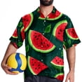 thumbnail image 4 of Watermelon Men's Short Sleeve Casual Printed Button Down Beach Shirt - Summer Unisex Top, 4 of 6