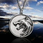 HTGFGMGW Witcher Medallion Necklace Witcher Necklace Wizard Medallion Necklace Geralt of Rivia Wolf Necklace for Men Wild Hunt Wolf Medallion Necklace Wild Hunt Geralt Necklace Wolf Jewelry for Men