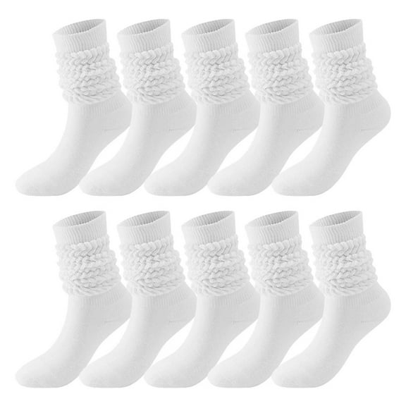 TELOLY Womens Long Fluffy Socks 5 Pairs Solid Color Socks Women Thigh High Boot Socks Soft Scrunch Socks Cozy Socks for Women Slouchy Socks for Women White