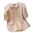 thumbnail image 2 of Messiyo Women's Tops, Tees & Blouses Short Sleeve Shirts Babydoll Tops for Women Plus Size Linen Tops Boho Tops for Women Babydoll Tops for Women Womens Plus Size Tops Pink XL, 2 of 3
