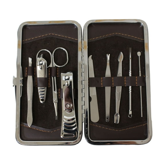 ToolUSA Wallet-Style Manicure Set | 9 Stainless Steel Tools | Faux Alligator Skin | Compact 6" (15.2 cm) Design | Ideal for Men & Women