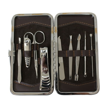 6 X 3 X 3/4 Inch Wallet Style Manicure Set With 9 Stainless Steel Tools (ToolUSA: